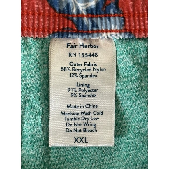 Fair‎ Harbor The Bungalow Water Repellent Swim Trunks Red Tropical Size XXL NWT - Picture 4 of 13